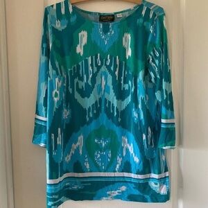 Bob Mackie Turquoise & Aqua Ikat-Style Women's Tunic